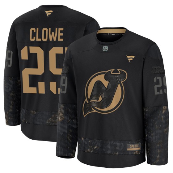 Premium Fanatics Men's Ryane Clowe New Jersey Devils 2024 Military Appreciation Practice Jersey - Black