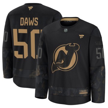 Premium Fanatics Youth Nico Daws New Jersey Devils 2024 Military Appreciation Practice Jersey - Black