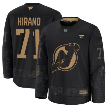 Premium Fanatics Youth Yushiroh Hirano New Jersey Devils 2024 Military Appreciation Practice Jersey - Black